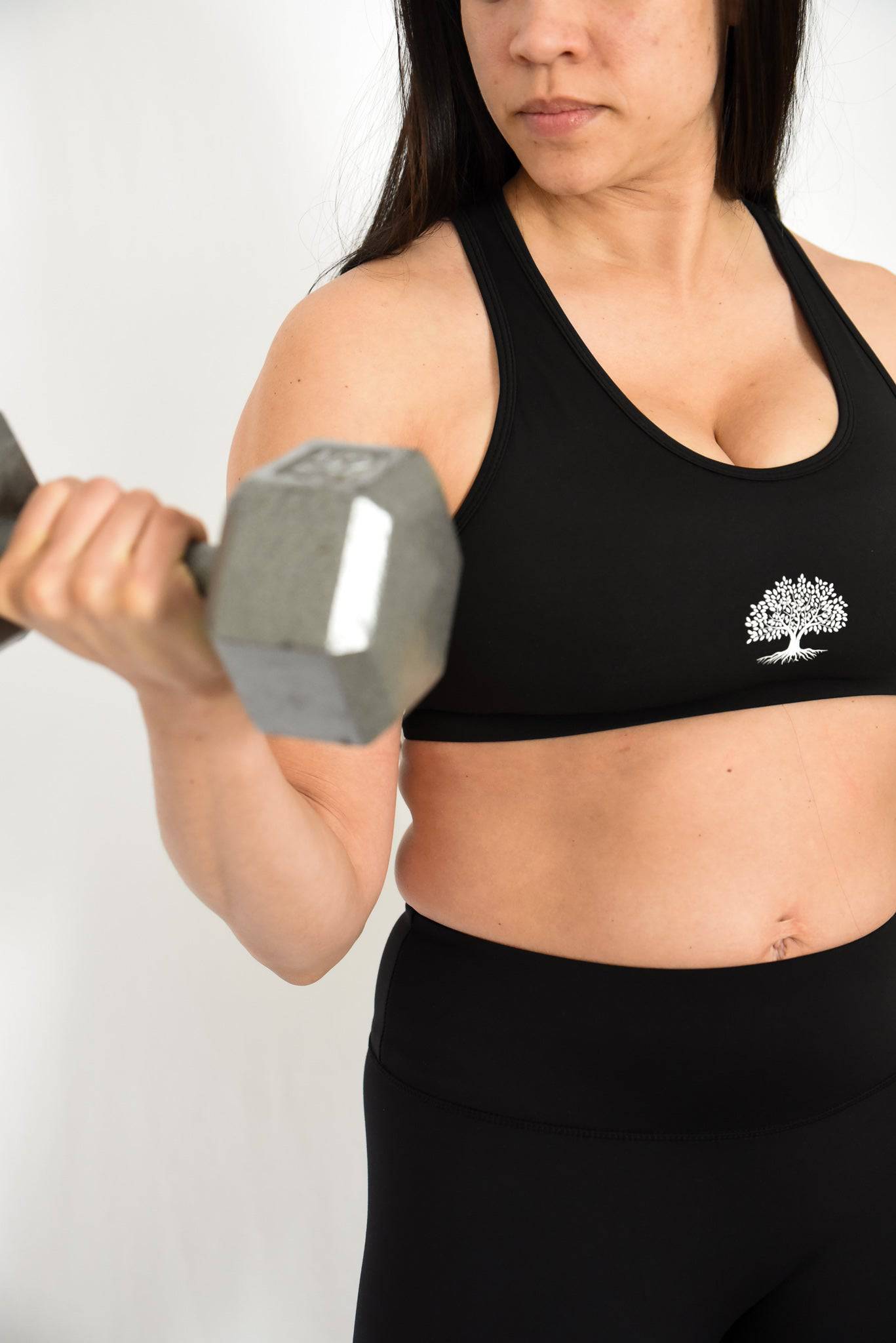 Athletic Sports Bra front view with full coverage and scoop neckline